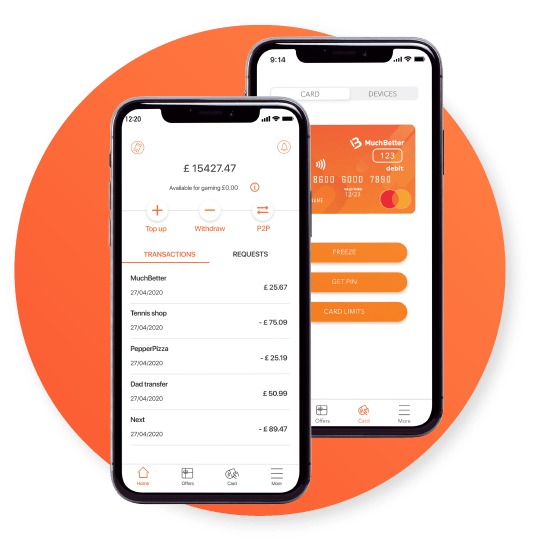 Guthaben- und Kartenbildschirme MuchBetter-App